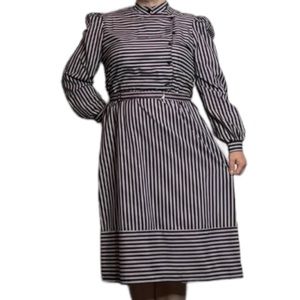 Vintage Breli belted purple striped mid calf dress / secretary  / shirt …